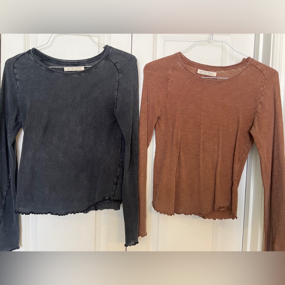 We The Free Charcoal and Brown Knit Top… size medium. 2 for $30! So comfortable